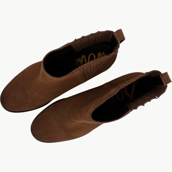 NWOT Sam Edelman Kaiti Block Heel Round Toe Suede Boots | Sz 8.5 | Walnut Brown - Picture 4 of 14